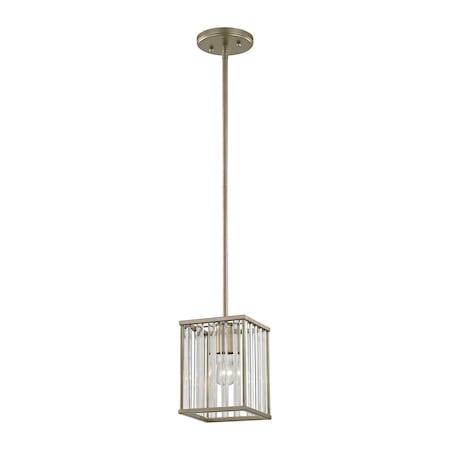 Ridley 1-Light Mini Pendant In Aged Silver With Oval Glass Rods